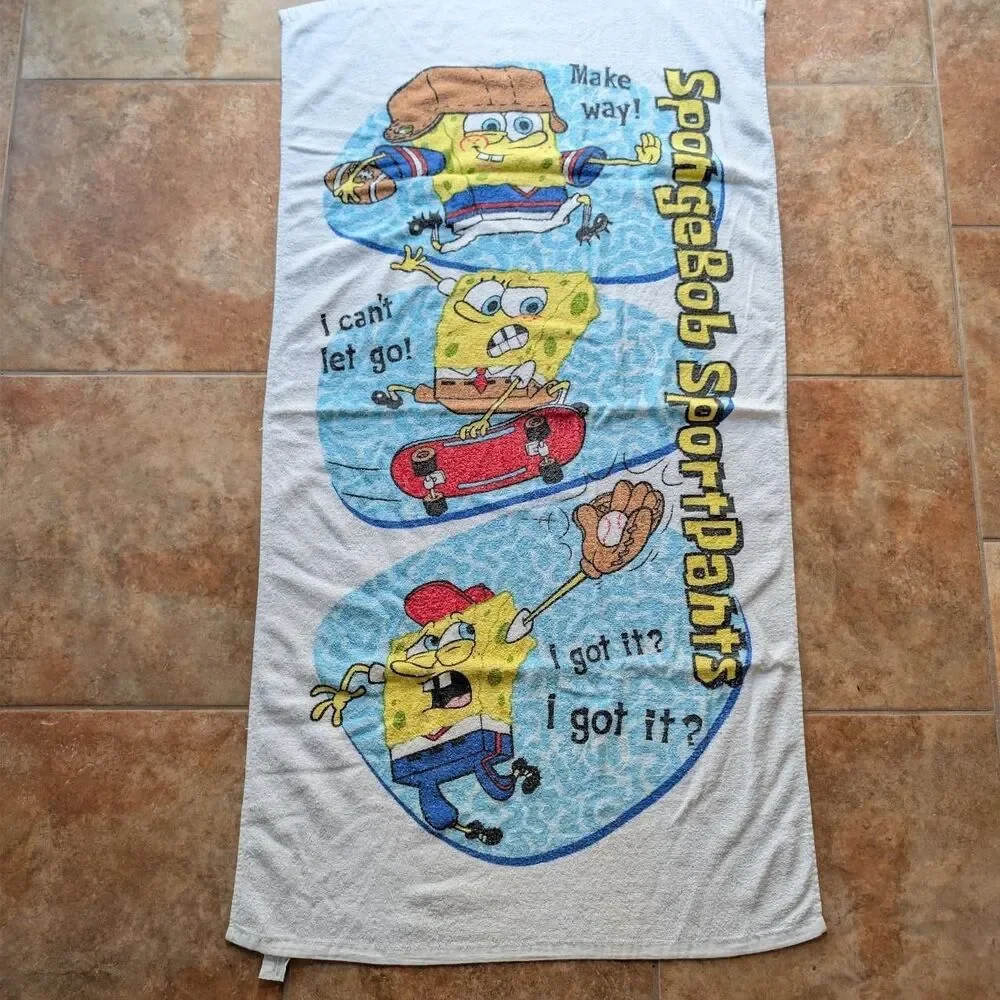 Nickelodeon y2k 2003 faded collectible SpongeBob SquarePants beach towel
